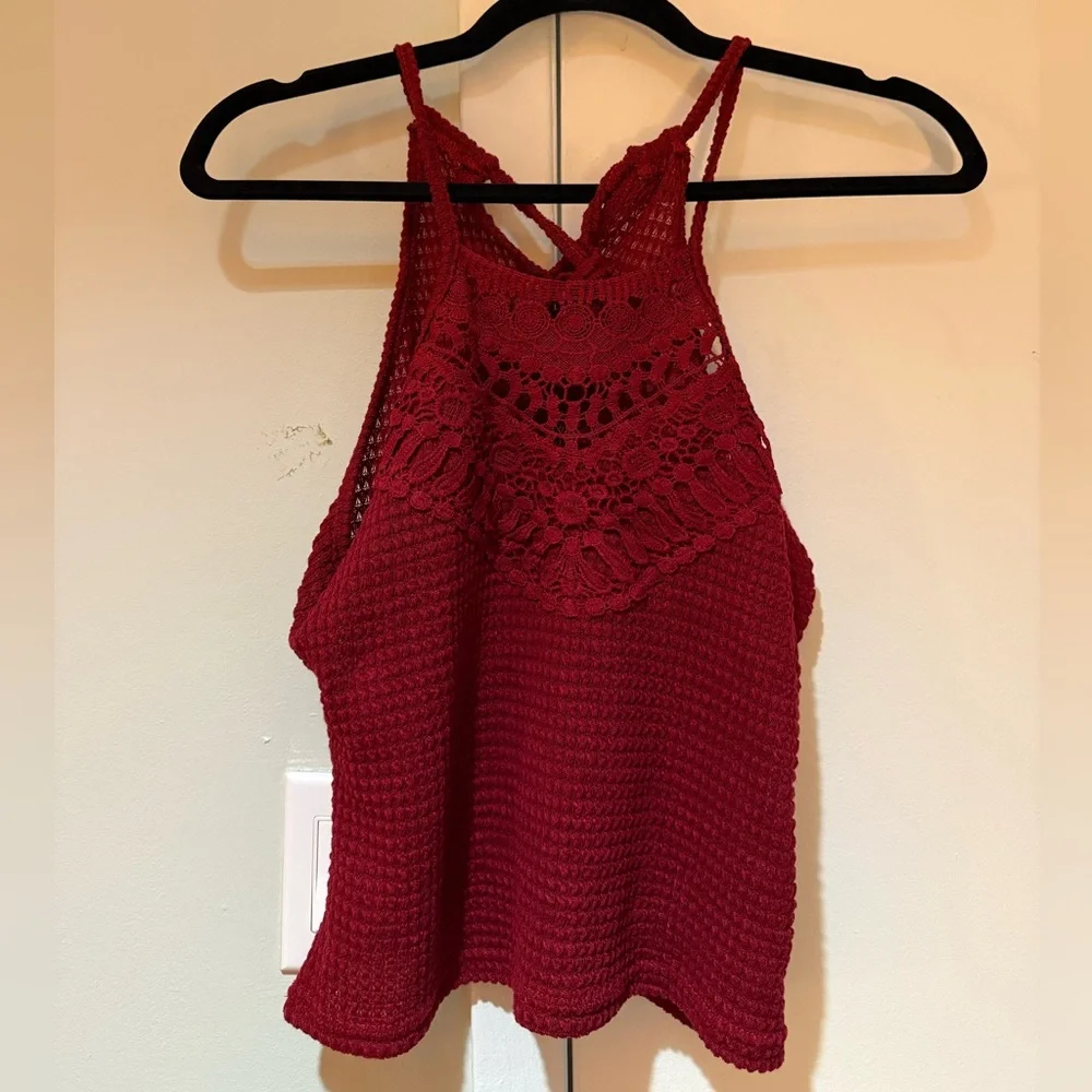 NWOT Red Cropped Ribbed Tank Top - Picture 1 of 6